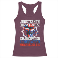 Juneteenth 1865 Emancipated Liberated Unapologetic Racerback Tank Top Hand Fist Juneteenth Flag