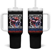 Juneteenth 1865 Emancipated Liberated Unapologetic Tumbler With Handle Hand Fist Juneteenth Flag