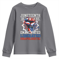 Juneteenth 1865 Emancipated Liberated Unapologetic Youth Sweatshirt Hand Fist Juneteenth Flag