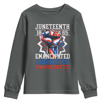 Juneteenth 1865 Emancipated Liberated Unapologetic Youth Sweatshirt Hand Fist Juneteenth Flag