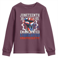 Juneteenth 1865 Emancipated Liberated Unapologetic Youth Sweatshirt Hand Fist Juneteenth Flag