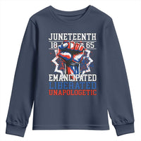 Juneteenth 1865 Emancipated Liberated Unapologetic Youth Sweatshirt Hand Fist Juneteenth Flag
