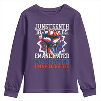 Juneteenth 1865 Emancipated Liberated Unapologetic Youth Sweatshirt Hand Fist Juneteenth Flag