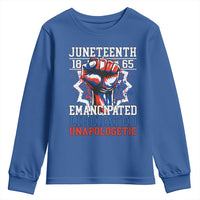 Juneteenth 1865 Emancipated Liberated Unapologetic Youth Sweatshirt Hand Fist Juneteenth Flag