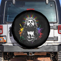 Funny LGBT Gay Pride Jesus Rainbow Flag Christian Spare Tire Cover