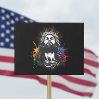 Funny LGBT Gay Pride Jesus Rainbow Flag Christian Protest Sign - Wonder Print Shop