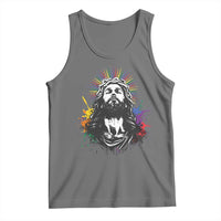 Funny LGBT Gay Pride Jesus Rainbow Flag Christian Tank Top