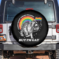 Funny Pride LGBT Racoon Spare Tire Cover I Don't Know Where I'm Going But I'm Gay Rainbow