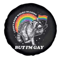 Funny Pride LGBT Racoon Spare Tire Cover I Don't Know Where I'm Going But I'm Gay Rainbow