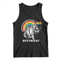 Funny Pride LGBT Racoon Tank Top I Don't Know Where I'm Going But I'm Gay Rainbow