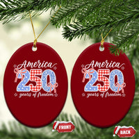 Girly America 250 Years Of Freedom Ceramic Ornament 4th of July Coquette Bow