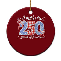 Girly America 250 Years Of Freedom Ceramic Ornament 4th of July Coquette Bow