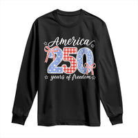 Girly America 250 Years Of Freedom Long Sleeve Shirt 4th of July Coquette Bow