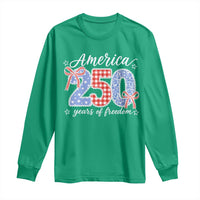 Girly America 250 Years Of Freedom Long Sleeve Shirt 4th of July Coquette Bow
