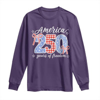 Girly America 250 Years Of Freedom Long Sleeve Shirt 4th of July Coquette Bow