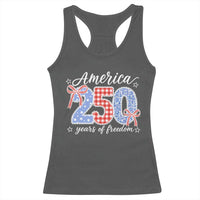 Girly America 250 Years Of Freedom Racerback Tank Top 4th of July Coquette Bow