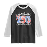 Girly America 250 Years Of Freedom Raglan Shirt 4th of July Coquette Bow