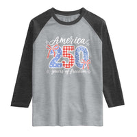 Girly America 250 Years Of Freedom Raglan Shirt 4th of July Coquette Bow