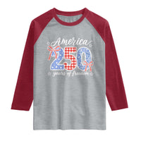 Girly America 250 Years Of Freedom Raglan Shirt 4th of July Coquette Bow