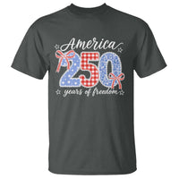 Girly America 250 Years Of Freedom T Shirt 4th of July Coquette Bow