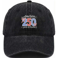 Girly America 250 Years Of Freedom Washed Cotton Baseball Cap 4th of July Coquette Bow