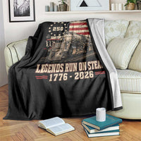 Train USA 250th Anniversary Throw Blanket American Iron Spirit Steam Locomotive Railroad Train Engine