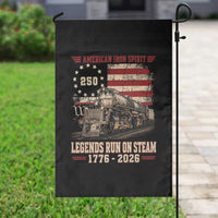 Train USA 250th Anniversary Garden Flag American Iron Spirit Steam Locomotive Railroad Train Engine
