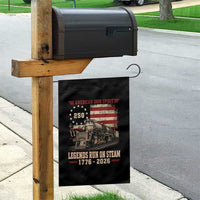 Train USA 250th Anniversary Garden Flag American Iron Spirit Steam Locomotive Railroad Train Engine