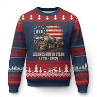 Train USA 250th Anniversary Ugly Christmas Sweater American Iron Spirit Steam Locomotive Railroad Train Engine