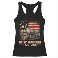 Train USA 250th Anniversary Racerback Tank Top American Iron Spirit Steam Locomotive Railroad Train Engine