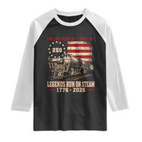 Train USA 250th Anniversary Raglan Shirt American Iron Spirit Steam Locomotive Railroad Train Engine