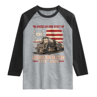 Train USA 250th Anniversary Raglan Shirt American Iron Spirit Steam Locomotive Railroad Train Engine