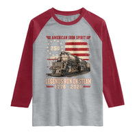 Train USA 250th Anniversary Raglan Shirt American Iron Spirit Steam Locomotive Railroad Train Engine