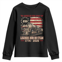 Train USA 250th Anniversary Youth Sweatshirt American Iron Spirit Steam Locomotive Railroad Train Engine