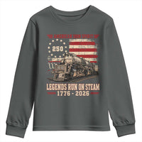 Train USA 250th Anniversary Youth Sweatshirt American Iron Spirit Steam Locomotive Railroad Train Engine