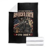 Steam Locomotive Train USA 250th Anniversary Throw Blanket Coast To Coast Patriotism Liberty American Flag