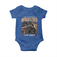 Steam Locomotive Train USA 250th Anniversary Baby Onesie Coast To Coast Patriotism Liberty American Flag