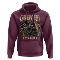 Steam Locomotive Train USA 250th Anniversary Hoodie Coast To Coast Patriotism Liberty American Flag