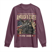 Steam Locomotive Train USA 250th Anniversary Long Sleeve Shirt Coast To Coast Patriotism Liberty American Flag