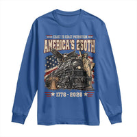 Steam Locomotive Train USA 250th Anniversary Long Sleeve Shirt Coast To Coast Patriotism Liberty American Flag