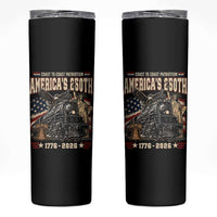 Steam Locomotive Train USA 250th Anniversary Skinny Tumbler Coast To Coast Patriotism Liberty American Flag