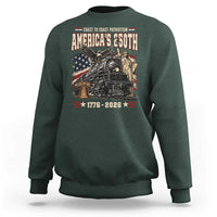 Steam Locomotive Train USA 250th Anniversary Sweatshirt Coast To Coast Patriotism Liberty American Flag
