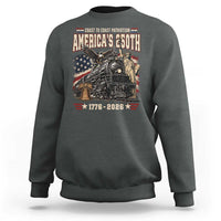 Steam Locomotive Train USA 250th Anniversary Sweatshirt Coast To Coast Patriotism Liberty American Flag