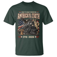 Steam Locomotive Train USA 250th Anniversary T Shirt Coast To Coast Patriotism Liberty American Flag