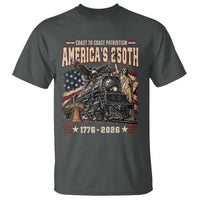 Steam Locomotive Train USA 250th Anniversary T Shirt Coast To Coast Patriotism Liberty American Flag