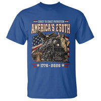 Steam Locomotive Train USA 250th Anniversary T Shirt Coast To Coast Patriotism Liberty American Flag