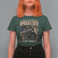 Steam Locomotive Train USA 250th Anniversary T Shirt For Women Coast To Coast Patriotism Liberty American Flag