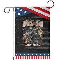 Steam Locomotive Train USA 250th Anniversary Patriotic Garden Flag Coast To Coast Patriotism Liberty American Flag