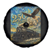 Train USA 250 Year Anniversary 1776 2026 Spare Tire Cover Van Gogh Art Steam Locomotive Railroad Starry Night