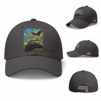 Train USA 250 Year Anniversary 1776 2026 Baseball Cap Van Gogh Art Steam Locomotive Railroad Starry Night